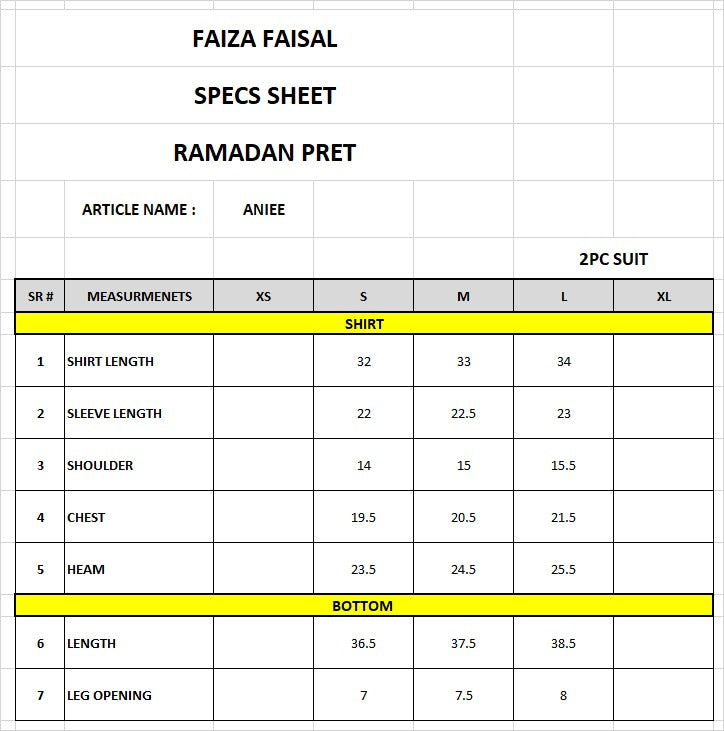 FAIZA FAISAL ANIEE 2 PCS STITCHED