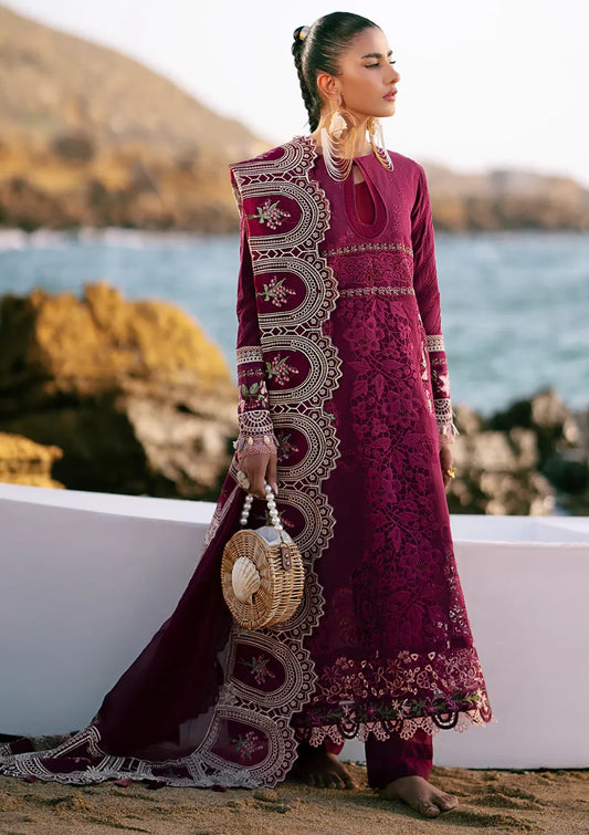 Alif Luxury Lawn Dastan Cherry Wine